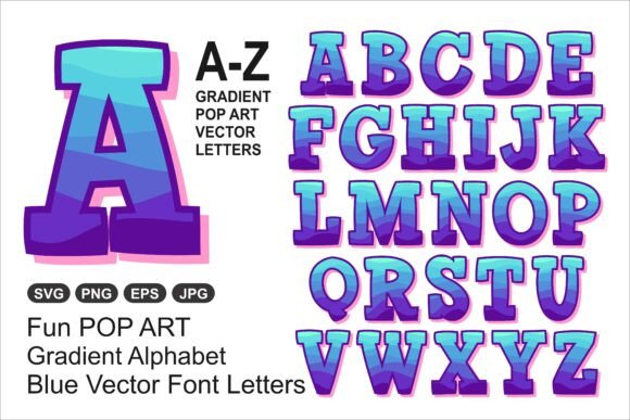 Gradient Pop Letters Vector Font: Bold A-Z SVG Alphabet